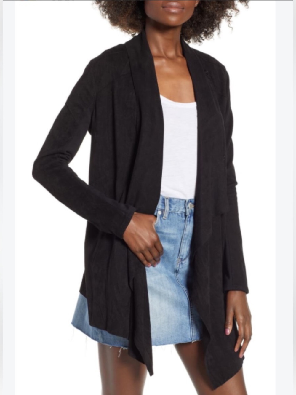 Blank NYC Black Drape Open-Front Cardigan